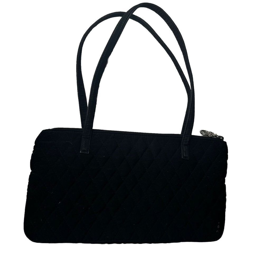 Vera Bradley All Black Clutch With Gold Hadware On Zipper Pull 12" x 7" W‎